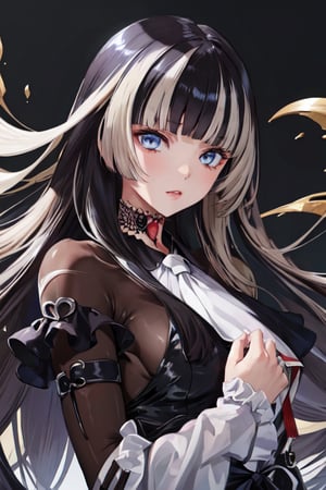 JuufuuteiRaden,RadenBase,RadenRegloss, (bodystocking:1.2), white pants, detached sleeves, black gloves, long sleeves, frills, black dress, choker