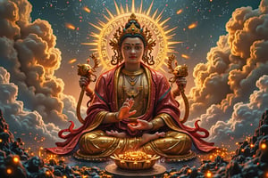 Compassion accumulates good deeds, and vows to save all sentient beings.
The gold and tin in your hand open the door to hell.
The pearl in the palm of your hand, its light captures the world.
In the sound of wisdom, in the auspicious clouds,
For the suffering sentient beings in Jambudvipa, he is the master of great merit and virtue.
Great compassion and great wishes, great sage and great mercy,
The deity Ksitigarbha Bodhisattva Mahasattva.,LyraEcho,lyraecho,cyberwoman