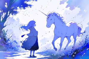 score_9,score_8_up,score_7_up,source_anime, masterpiece,detailed, best quality, 1girl, BREAK, 
a witch girl stands beside a unicorn, floating hair,  friendly, looking ahead:0.05, BREAK,
peaceful illumination, perfect anatomy, watercolor, full body, scenery, dal-6