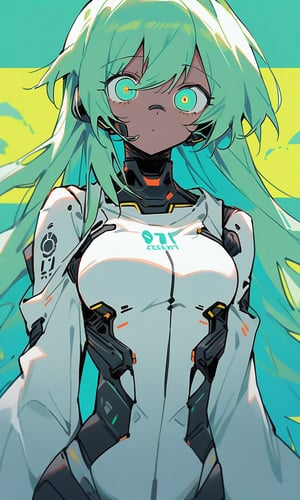 dal-17, masterpiece,best_quality, score_9,score_8_up,score_7_up,source_anime, 1girl, solo, robot girl, long hair, robotic body, futuristic, looking at viewer,  upper body, perfect anatomy, correct hands