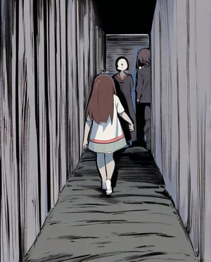 Young girl walking through a dark ally, angry, a shape a a man on fire in the background.
FC-Face_01