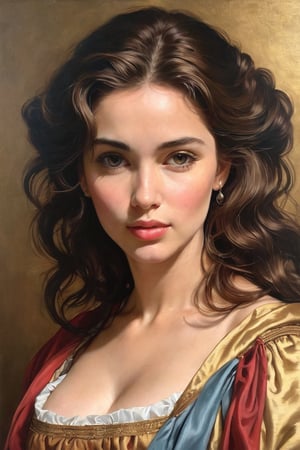 Masterpiece, portrait painting of a woman, highly detailed, intricate details, beautiful charming figure, 4, beautiful figure, oil painting, acrylic painting, baroque painting style, inspired by Peter Paul Rubens, John William Godward, John William Waterhouse, 