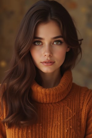 photo of a stunning girl, wear an autumn jumper, long hair on one side, looks at the camera, symmetrical eyes, symmetrical face, Photorealistic, photo, path tracing, mirror lighting, volumetric light for face, path of drawn hair, visible shadows, difficult, Develop