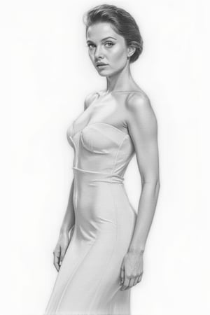 woman, dress, pov, pencil drawing