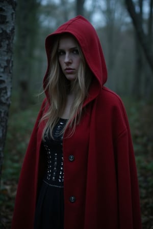 woman, red riding hood, wood, night,venetia