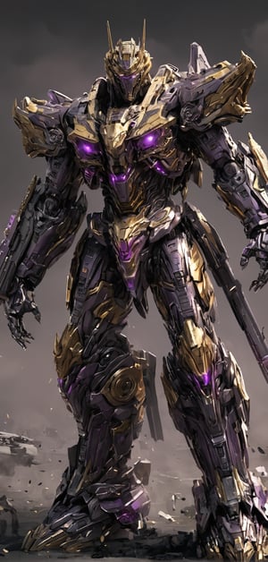 (extremely detailed 4k wallpaper), a medium full body photo of Trypticon transformer,intricate, highly detailed, dramatic, in Trypticon transformer costume,screaming, golden accents, decepticon, supreme, powerful, undefeated, chrome armor, bright chrome body, purple glowing eyes. Shoulder cannon (rail gun), zoomed out, 