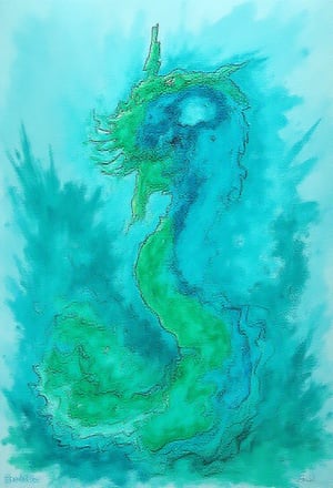 CHARIZART, DRAGÓN WATER, BLUE AND GREEN 