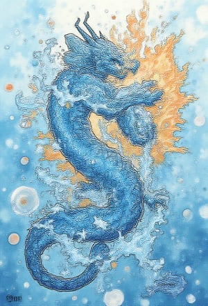 CHARIZART, DRAGÓN WATER, BLUE AND ORANGE