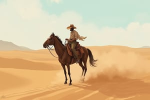 man ride horse in desert,komikA