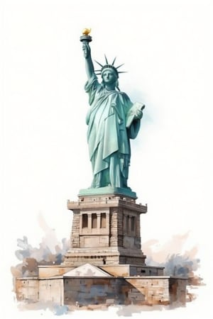 Statue of liberty,Watercolor architecture