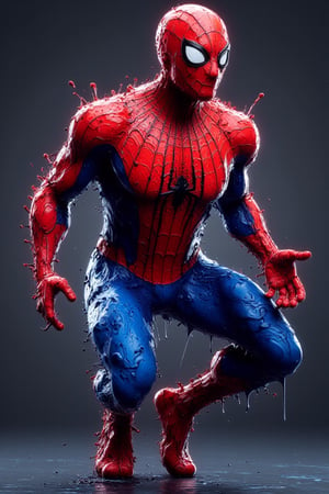 spiderman,  iconic red and blue suit, heroic spider pose