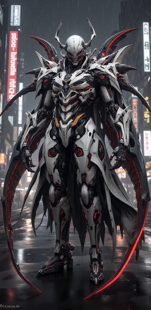 an apex space xenomorphm_xenoblade skull humanoid , exo_skelton  in the style of sci-fi grandeur armour, razor blades tails, by JengLord, realism accuracy, pigeoncore, kimoicore, polycarbonate texture, Tokyo city streets background, iconic photography, ceramic effect, ricoh r10 --ar 3:4 --c 02 --niji 6 --style raw--