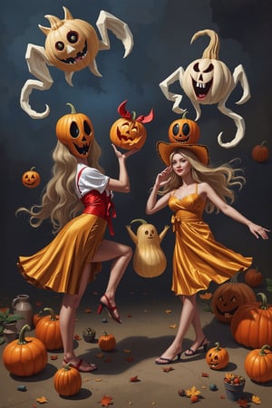 Halloween, dancing pumpkins