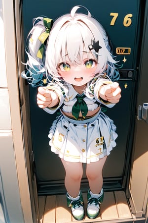 score_9, score_8_up, score_7_up, score_6_up, masterpiece, best quality, 1girl, loli, petite girl, very small girl, white hair. 
greeting