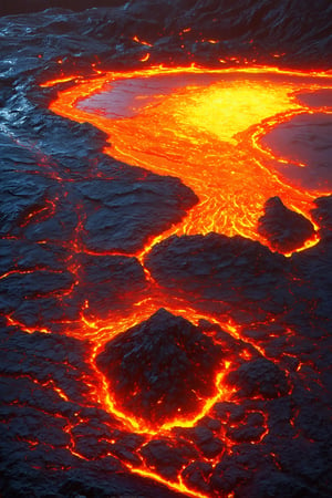 A realistic photo of a lava lake