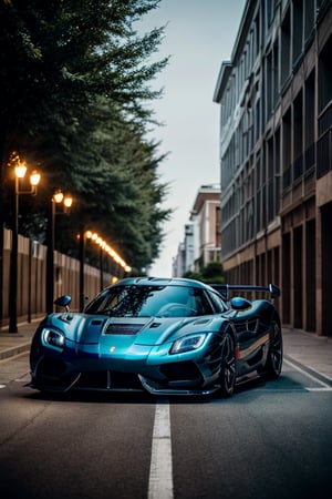 RAW photo,a sparkling blue koenigsegg agera on a race drived for a sexy woman , 8k uhd, dslr, soft lighting, high quality, film grain, Fujifilm XT3,sports car