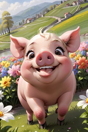 
 smiling pig 
enjoying springtime flowers, (((masterpiece))),(best quality)