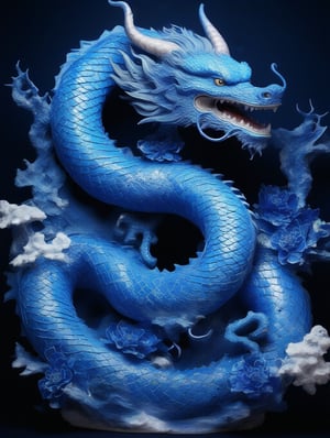 a majestic chinese blue serpent dragon