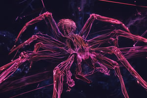 Spider spirit Fourth sister with Neonwireframe spider legs,midjourney style