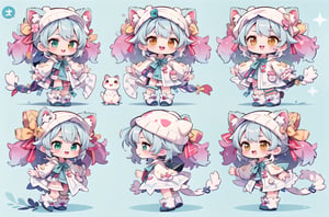 anime character with different poses and hair styles, cute art style, anime girl with teal hair, trending on artstation pixiv, high quality character design, highly detailed character design, cute character, [ character design ], anime character design, interesting character design, pretty anime character design, stylized anime, high quality anime artstyle, anime concept art, digital art on pixiv,cartoon character of a girl with different poses and hair, cute art style, cute character, female furry mini cute style, [ character design ], full body character design, cute detailed digital art, high quality character design, anime character design, detailed character design, pretty anime character design, cute anime catgirl, full character design, cute!! chibi!!! catgirl
kawaiitech,girl, (((((chara-sheet))))),chara-sheet,