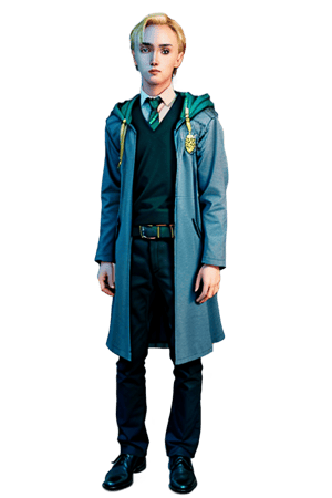 highly detailed, high quality, masterpiece, beautiful, waifus, Draco Malfoy with blonde hair, blue eyes, tall man, full body, posing looking forward, bright colors looking forward, background 
harmonious and vibrant colors, Harry Potter