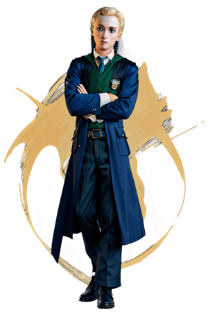 highly detailed, high quality, masterpiece, beautiful, waifus, Draco Malfoy with blonde hair, blue eyes, tall man, full body, posing looking forward, bright colors looking forward, background 
harmonious and vibrant colors, Harry Potter