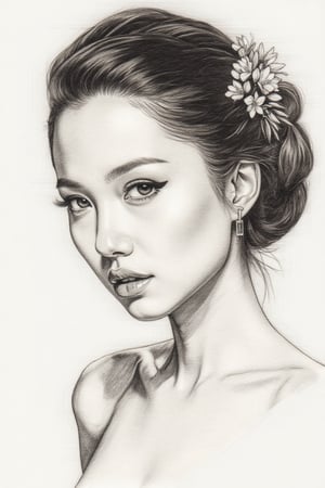 A beautiful oriental lady, sketch portrait