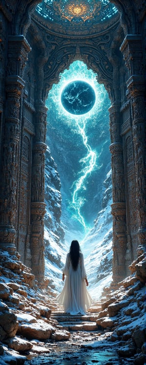 amazing fantasy art, ultra detailed, top quality, extremely intricate, vivid picture, Another world beyond the stone portal,