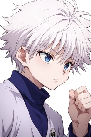 score_9, score_8_up, score_7_up, score_6_up, score_5_up, score_4_up, source_anime, BREAK, 1boy, male focus, killua_zoldyck, white hair, blue eyes, simple background