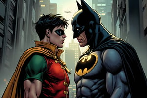 a detailed comic, Friendship between , Batman and Robin