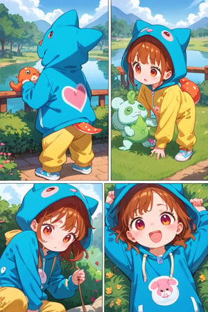 score_9, score_8_up, score_7_up, score_6_up, 

loli,child girl, onesie

strong,comic, ,comic_page,comic_page,comic ,comic_page,comic,

A girl wearing a unicorn onesie and a boy wearing a dinosaur onesie looking for the perfect monster,  beautiful peaceful woods
looking in the bushes, looking by the lake, finding a cute monster with lots of spikes, holding a pet rock