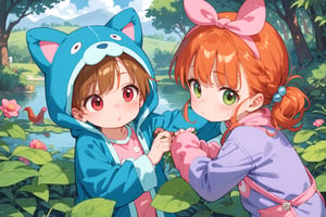 score_9, score_8_up, score_7_up, score_6_up, 

loli,child girl, onesie

strong,comic, ,comic_page,comic_page,comic ,comic_page,comic,

A girl wearing a unicorn onesie and a boy wearing a dinosaur onesie looking for the perfect monster,  beautiful peaceful woods
looking in the bushes, looking by the lake, finding a cute monster with lots of spikes, holding a pet rock