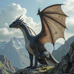 fantasy style, realistic photo of alb73 on a dragon