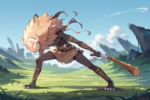 score_9,score_8_up,score_7_up,source_anime,high quality, masterpiece,very long shot,a hillichurl walking lonely in the grassy wilderness,side view,large_scale,detailed_background,