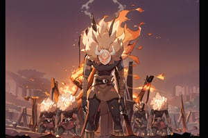 score_9,score_8_up,score_7_up,source_anime,high quality, masterpiece,portrait ,close up view focusing on the face of hillichurls,flaming village in the backgound,(front shadow:1.5),smokes above sky,embers flying in air,flame background,smoldering smoke around the scene,glowing embers in the air,flames rising and smoke billowing
