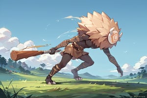 score_9,score_8_up,score_7_up,source_anime,high quality, masterpiece,very long shot,a hillichurl walking lonely in the grassy wilderness,side view,large_scale,detailed_background,