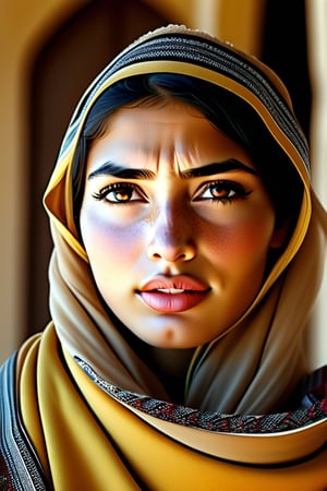 Girl from Yemen wearing Yemeni clothes, looks interestingly gorgeous. This model is characterized by long, thick hair ties, big lips and natural appeal. It also features warm eye features that reflect the beauty of Yemeni culture. It also features Yemeni clothing that reflects the unique beauty of fashion in Yemen, with clothes in bright colors and decorated with traditional decorations.