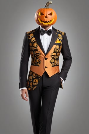 Skull and Jack-o'-lantern Print Halloween Tuxedo For Human, 