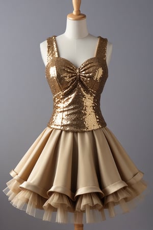 Sequin gold and khaki Pettiskirt prom dress 