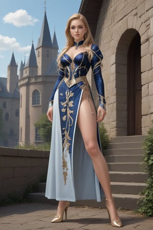 Beautiful sequin futuristic medieval Gamurra and high heels 