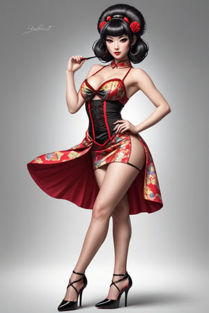 Bouffant Geisha Tango Chemise Dress With stiletto Heels 👠