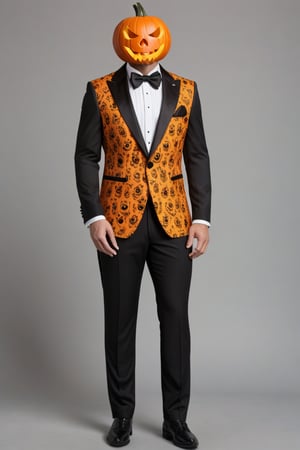 Skull and Jack-o'-lantern Print Halloween Tuxedo For Human, 