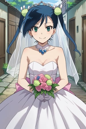 score_9,score_8_up,score_7_up,source_anime,BREAK
1girl, solo,
Hibachi, blue hair, twintails, short hair, green eyes,
wedding dress, pink dress, smile,