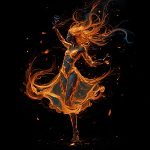   Flame from a candle transforms into a dancing woman Black background. ultra-detailed, bright colors, vivid colors, saturated colors,   (masterpiece),  minimaliistic, simple line art, painting , best quality,good anatomy, (1 girl), swirling orange yellow blue hair, beautiful, Pierre-Auguste Renoir ~ Paul Peel ~ John Singer Sargent ~ Alexandre-Jacques Chantron ~ John William Godward ~ John William Waterhouse ~ Han-Wu Shen ~ Ishitaka Amano ~ Chakrapan Posayakrit ~ Kim Jung Gi ~ Kei Mieno ~ Ikushima Hiroshi ~ WLOP ~ William-Adolphe Bouguereau ~ Alphonse Mucha ~Luis Royo ~ Jock Sturges photography ~ Range Murata 