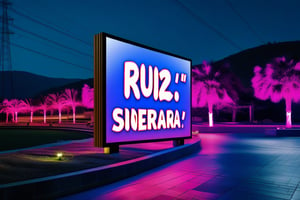 A very big sign board saying ' RUIZ SIERRA " at night,#strsm,#pnkpank
