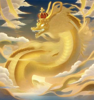 A serene and majestic Guanyin Bodhisattva standing atop a powerful Chinese dragon, with the Huge dragon soaring through the sky in a graceful, coiling motion.
Guanyin is wearing a flowing white robe, holding a water vase, with a peaceful and compassionate expression. She wears an elegant crown on her head.
The Huge Chinese dragon is coiling through the clouds, covered in shimmering scales, with flowing whiskers, exuding power and majesty. Its eyes are sharp and full of spirit.
The sky is filled with soft, swirling clouds, with golden light from either a sunrise or sunset shining on both the Huge dragon and Guanyin, creating a sacred and tranquil atmosphere.
Soft light emanates from the horizon, highlighting the contours of Guanyin and the Huge dragon. The scene is bathed in golden and white hues, emphasizing divinity and compassion.