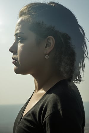 a woman, Beauty, realism, cinematic quality, chiaroscuro, rays of light, play of shadow and light, cinematic style. close up silhouette of young anakin skywalker filled with a death star stwar wars scenery, double exposure, crisp lines, double exposure background, hyperdetailed, concept art, silhouette of darth vader, split image, spoiler
