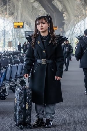 asian girl with brown hair at the air port 