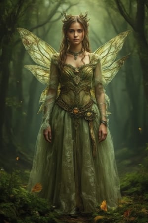 Girl as a realistic fairy in the woods 