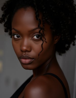 Ebony, l4r4cr0ft, portrait, detailed face. 